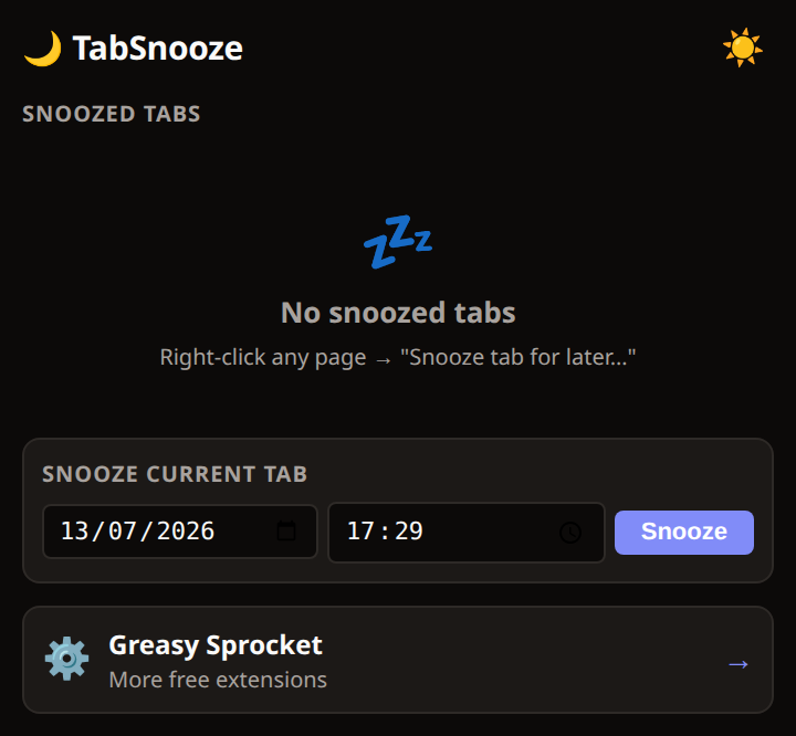TabSnooze screenshot 1
